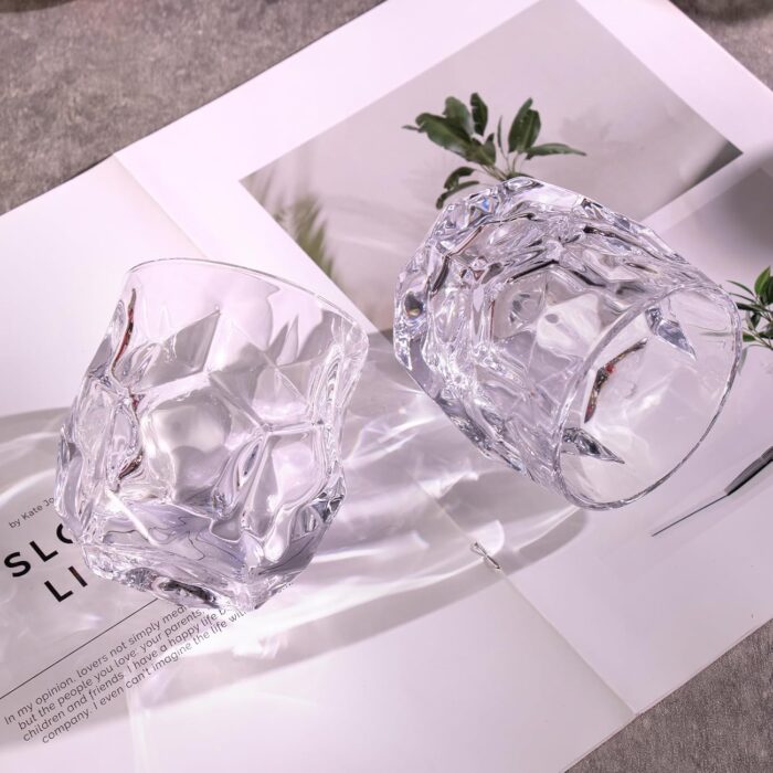 KAMMAK 240ml Football Whiskey Glass, Unique Soccer - Shaped Crystal Clear Whiskey Tumbler, Heavy - Base Old Fashioned Glass for Bourbon, Scotch, Cocktails, Ideal for Sports Fans...