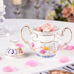 KAMMAK Ceramic Creamer and Sugar Set, Creamer Pitcher and Sugar Container, White Cream & Sugar Sets for Coffee Milk Sauces Salad, Sugar Bowl with Lid for Coffee Bar, Porcelain...