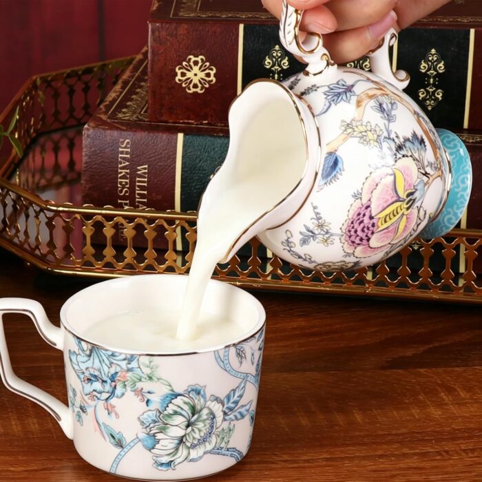 KAMMAK Ceramic Creamer and Sugar Set, Creamer Pitcher and Sugar Container, White Cream & Sugar Sets for Coffee Milk Sauces Salad, Sugar Bowl with Lid for Coffee Bar, Porcelain...