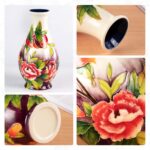 KAMMAK Colored Ceramic Vase, Beautiful Hand Painted Decorative Vase, Modern Art Porcelain Vase for Flower Mantle Dining Table Centerpiece, Entryway Living Room Wedding... KAMMAK 8HPYZF058 ceramic vase close-up material texture detail image 4