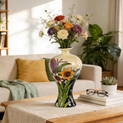 KAMMAK Colored Ceramic Vase, Beautiful Hand-Painted Decorative Vase, Modern Art Porcelain Vase for Flower Mantle Dining Table Centerpiece, Entryway Living Room Wedding...