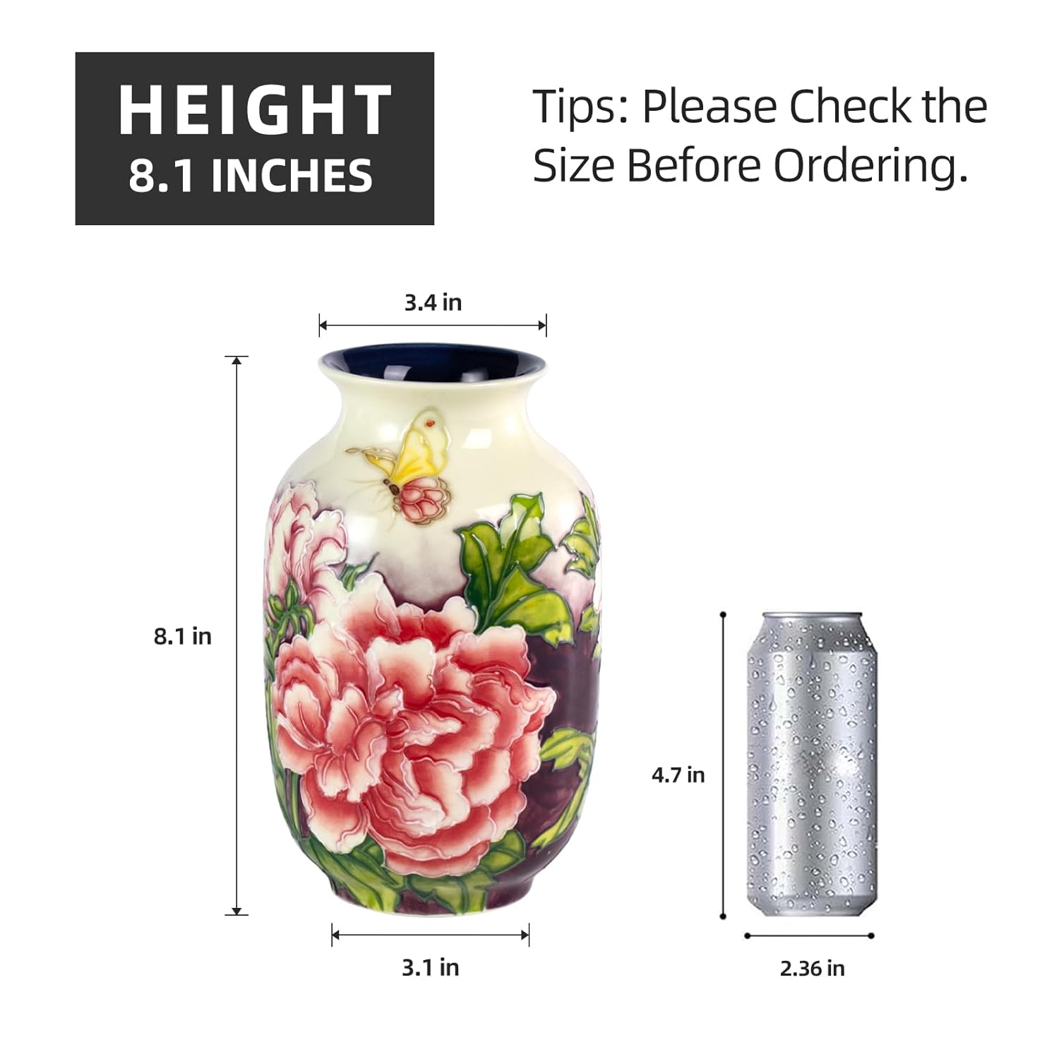 KAMMAK 8HPYZF066 glass vase front view in product description