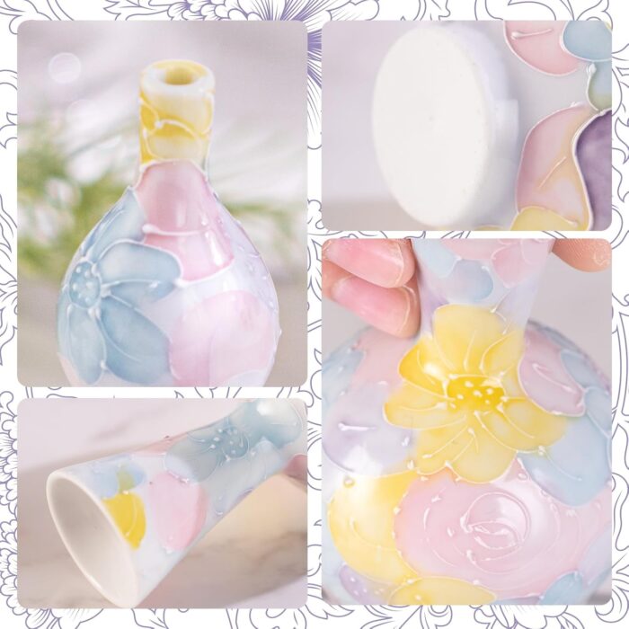 KAMMAK Colored Ceramic Vase, Beautiful Hand-Painted Decorative Vase, Modern Art Porcelain Vase for Flower Mantle Dining Table Centerpiece, Entryway Living Room Wedding...
