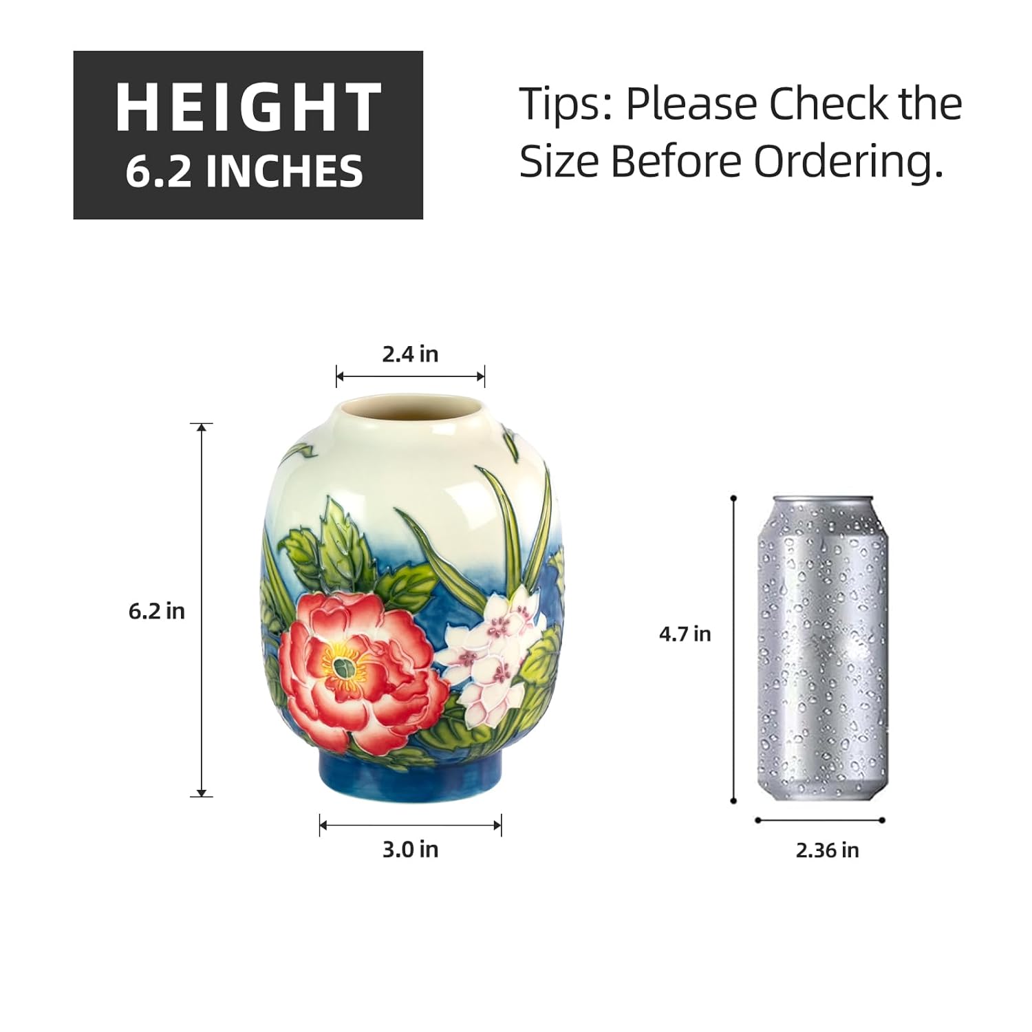 KAMMAK 8HPYZF064 glass vase front view in product description