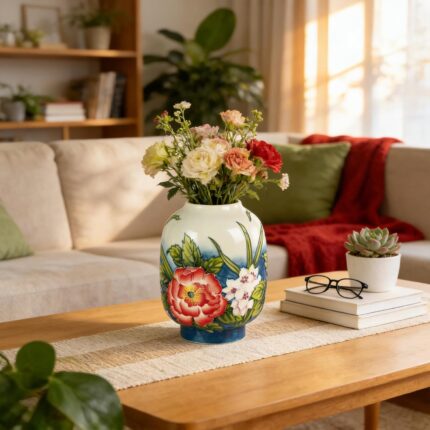 KAMMAK Colored Ceramic Vase, Beautiful Hand-Painted Decorative Vase, Modern Art Porcelain Vase for Flower Mantle Dining Table Centerpiece, Entryway Living Room Wedding...