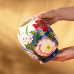 KAMMAK Colored Ceramic Vase, Beautiful Hand Painted Decorative Vase, Modern Art Porcelain Vase for Flower Mantle Dining Table Centerpiece, Entryway Living Room Wedding... KAMMAK 8HPYZF064 ceramic vase styled home decor setting image 5