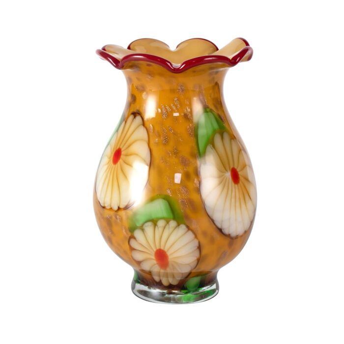 KAMMAK Colored Glass Vase, Beautiful Hand Blown Decorative Vase, Modern Art Vase for Flower Mantle Dining Table Centerpiece, Entryway Living Room Wedding Decoration, FH02033 KAMMAK 8HPFH02033 glass vase front view for product display