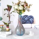 KAMMAK Colored Glass Vase, Beautiful Hand Blown Decorative Vase, Modern Art Vase for Flower Mantle Dining Table Centerpiece, Entryway Living Room Wedding Decoration (JG2065)