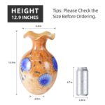 KAMMAK Colored Glass Vase, Beautiful Hand Blown Decorative Vase, Modern Art Vase for Flower Mantle Dining Table Centerpiece, Entryway Living Room Wedding Decoration, 8HPFH02044 KAMMAK 8HPFH02044 glass vase shape and proportion detail image 3
