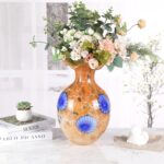 KAMMAK Colored Glass Vase, Beautiful Hand Blown Decorative Vase, Modern Art Vase for Flower Mantle Dining Table Centerpiece, Entryway Living Room Wedding Decoration, 8HPFH02044 KAMMAK 8HPFH02044 glass vase side angle view showing silhouette