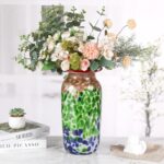 KAMMAK Colored Glass Vase, Beautiful Hand Blown Decorative Vase, Modern Art Vase for Flower Mantle Dining Table Centerpiece, Entryway Living Room Wedding Decoration, 8HPFH02046 KAMMAK 8HPFH02046 glass vase side angle view showing silhouette