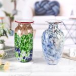 KAMMAK Colored Glass Vase, Beautiful Hand Blown Decorative Vase, Modern Art Vase for Flower Mantle Dining Table Centerpiece, Entryway Living Room Wedding Decoration, 8HPFH02046 KAMMAK 8HPFH02046 glass vase close-up material texture detail image 4