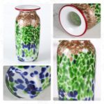 KAMMAK Colored Glass Vase, Beautiful Hand Blown Decorative Vase, Modern Art Vase for Flower Mantle Dining Table Centerpiece, Entryway Living Room Wedding Decoration, 8HPFH02046 KAMMAK 8HPFH02046 glass vase styled on dining table image 5