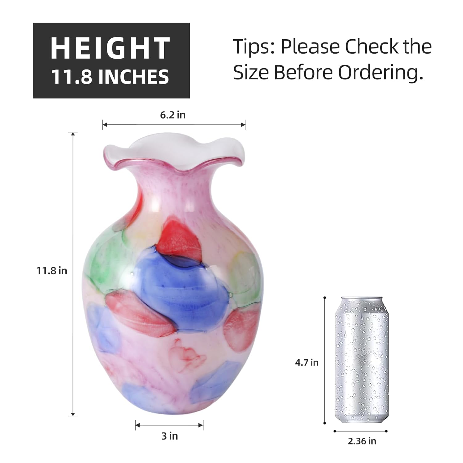 KAMMAK 8HPFH02048 glass vase front view in product description