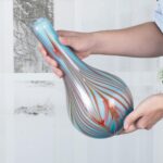 KAMMAK Colored Glass Vase, Beautiful Hand Blown Decorative Vase, Modern Art Vase for Flower Mantle Dining Table Centerpiece, Entryway Living Room Wedding Decoration (JG2065)