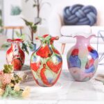 KAMMAK Colored Glass Vase, Beautiful Hand Blown Decorative Vase, Modern Art Vase for Flower Mantle Dining Table Centerpiece, Entryway Living Room Wedding Decoration, 8HPFH02048 KAMMAK 8HPFH02048 glass vase styled on dining table image 5
