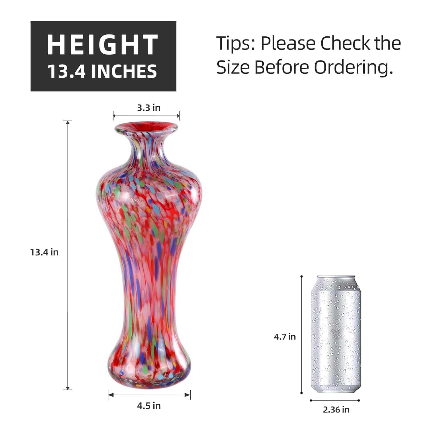 KAMMAK 8HPFH02040 glass vase front view in product description