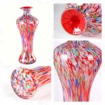 KAMMAK Colored Glass Vase, Beautiful Hand Blown Decorative Vase, Modern Art Vase for Flower Mantle Dining Table Centerpiece, Entryway Living Room Wedding Decoration, 8HPFH02040 KAMMAK 8HPFH02040 glass vase styled on dining table image 5