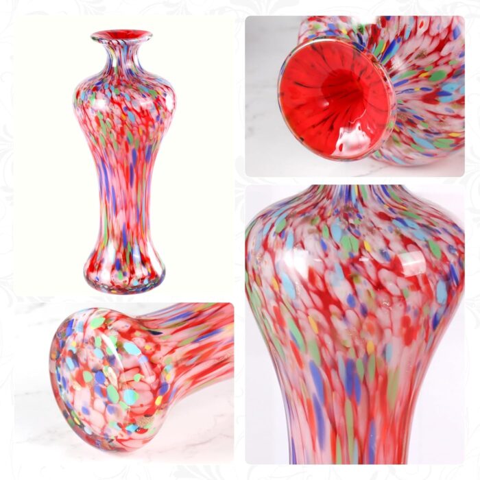 KAMMAK Colored Glass Vase, Beautiful Hand Blown Decorative Vase, Modern Art Vase for Flower Mantle Dining Table Centerpiece, Entryway Living Room Wedding Decoration, 8HPFH02040 KAMMAK 8HPFH02040 glass vase styled on dining table image 5