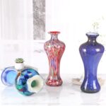 KAMMAK Colored Glass Vase, Beautiful Hand Blown Decorative Vase, Modern Art Vase for Flower Mantle Dining Table Centerpiece, Entryway Living Room Wedding Decoration, 8HPFH02040 KAMMAK 8HPFH02040 glass vase decorative craft detail image 7
