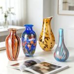 KAMMAK Colored Glass Vase, Beautiful Hand Blown Decorative Vase, Modern Art Vase for Flower Mantle Dining Table Centerpiece, Entryway Living Room Wedding Decoration (JG2065)