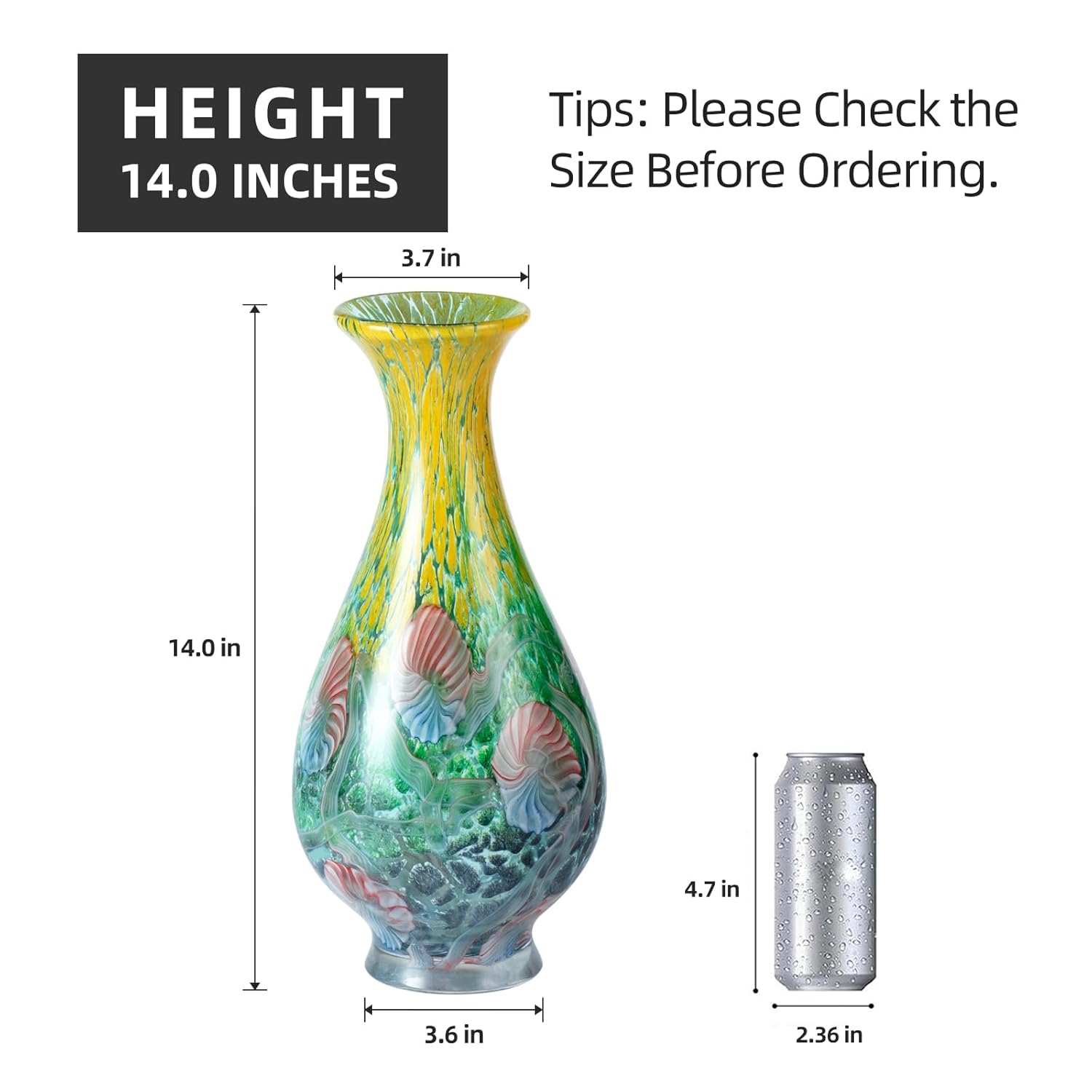 KAMMAK colored glass vase - beautiful hand blown decorative modern art vase