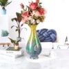 KAMMAK Colored Glass Vase, Beautiful Hand Blown Decorative Vase, Modern Art Vase for Flower Mantle Dining Table Centerpiece, Entryway Living Room Wedding Decoration (JG2073) KAMMAK 8HPJG02073 glass vase side angle view showing silhouette