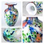 KAMMAK Colored Glass Vase, Beautiful Hand Blown Decorative Vase, Modern Art Vase for Flower Mantle Dining Table Centerpiece, Entryway Living Room Wedding Decoration, 8HPFH02051 KAMMAK 8HPFH02051 glass vase styled on dining table image 5