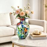 KAMMAK Colored Glass Vase, Beautiful Hand Blown Decorative Vase, Modern Art Vase for Flower Mantle Dining Table Centerpiece, Entryway Living Room Wedding Decoration, 8HPFH02051 KAMMAK 8HPFH02051 glass vase decorative craft detail image 7