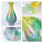 KAMMAK Colored Glass Vase, Beautiful Hand Blown Decorative Vase, Modern Art Vase for Flower Mantle Dining Table Centerpiece, Entryway Living Room Wedding Decoration (JG2073)
