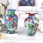 KAMMAK Colored Glass Vase, Beautiful Hand Blown Decorative Vase, Modern Art Vase for Flower Mantle Dining Table Centerpiece, Entryway Living Room Wedding Decoration, 8HPFH02053 KAMMAK 8HPFH02053 glass vase close-up material texture detail image 4