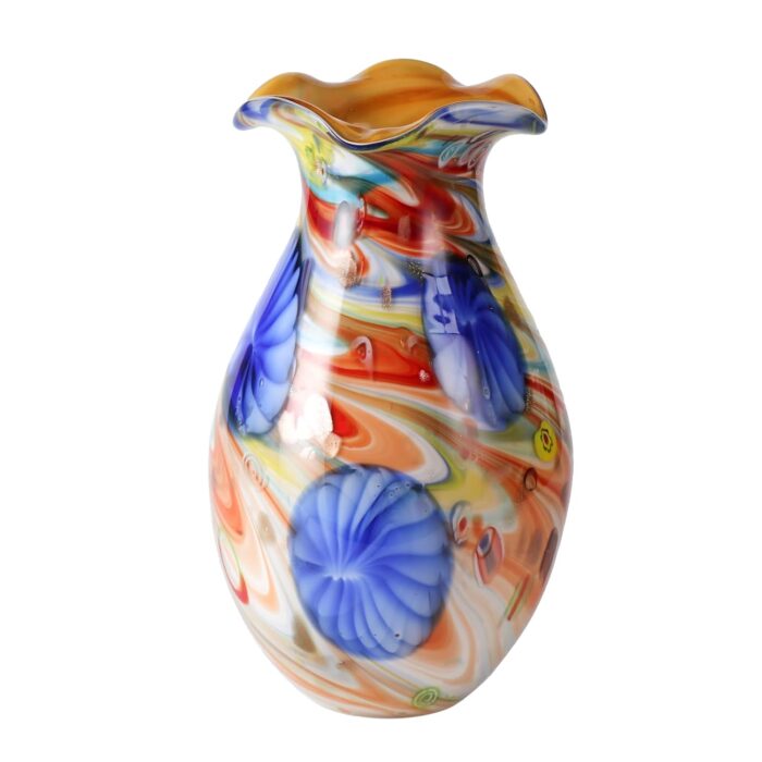 KAMMAK Colored Glass Vase, Beautiful Hand Blown Decorative Vase, Modern Art Vase for Flower Mantle Dining Table Centerpiece, Entryway Living Room Wedding Decoration, 8HPFH02062 KAMMAK 8HPFH02062 glass vase front view for product display