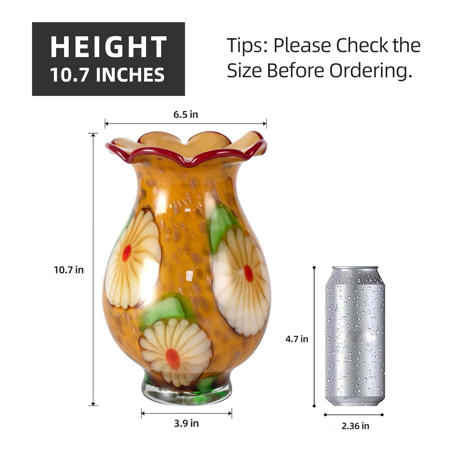 KAMMAK 8HPFH02033 glass vase front view in product description