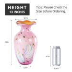 KAMMAK Colored Glass Vase, Beautiful Hand Blown Decorative Vase, Modern Art Vase for Flower Mantle Dining Table Centerpiece, Entryway Living Room Wedding Decoration, 8HPFH02056 KAMMAK 8HPFH02056 glass vase shape and proportion detail image 3