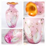 KAMMAK Colored Glass Vase, Beautiful Hand Blown Decorative Vase, Modern Art Vase for Flower Mantle Dining Table Centerpiece, Entryway Living Room Wedding Decoration, 8HPFH02056 KAMMAK 8HPFH02056 glass vase styled on dining table image 5