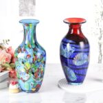 KAMMAK Colored Glass Vase, Beautiful Hand Blown Decorative Vase, Modern Art Vase for Flower Mantle Dining Table Centerpiece, Entryway Living Room Wedding Decoration (JG2078)
