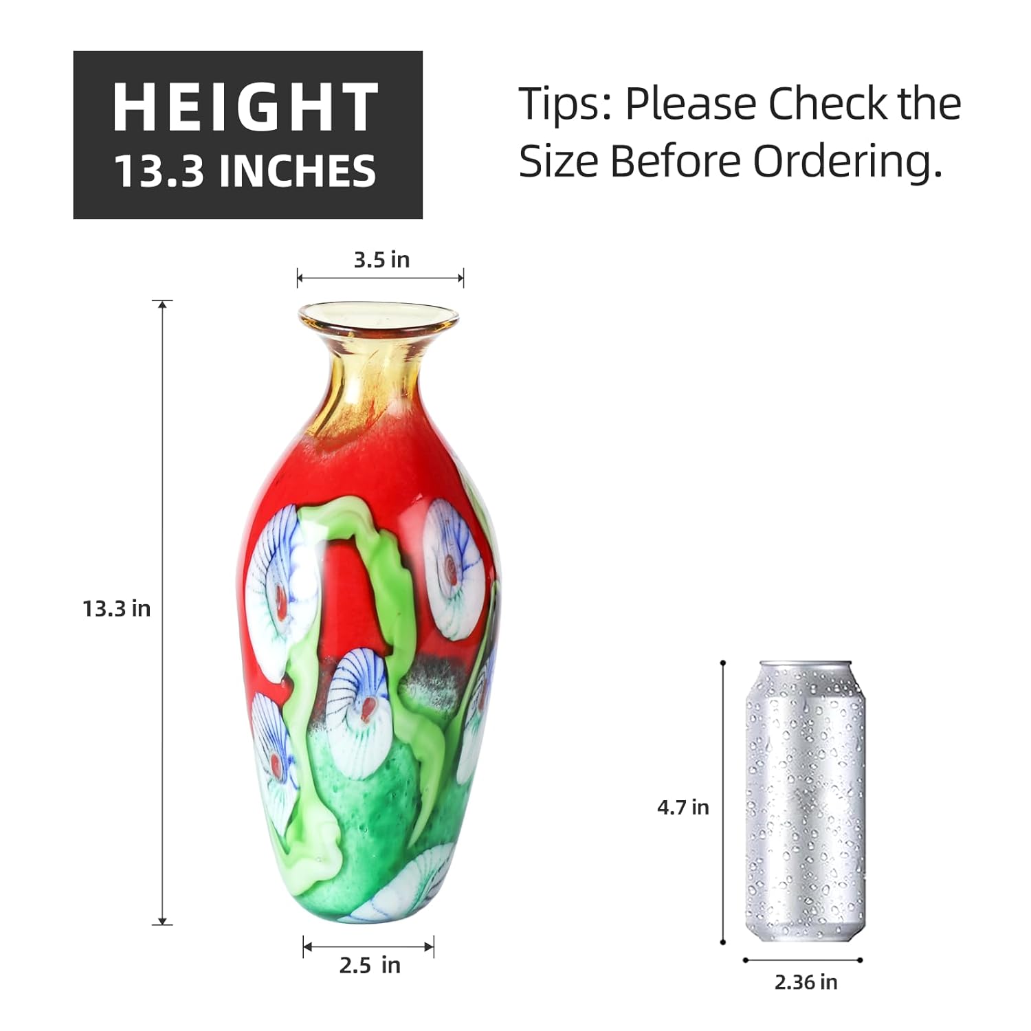 KAMMAK colored glass vase - beautiful hand blown decorative modern art vase