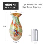 KAMMAK Colored Glass Vase, Beautiful Hand Blown Decorative Vase, Modern Art Vase for Flower Mantle Dining Table Centerpiece, Entryway Living Room Wedding Decoration, 8HPFH02061 KAMMAK 8HPFH02061 glass vase shape and proportion detail image 3