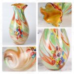 KAMMAK Colored Glass Vase, Beautiful Hand Blown Decorative Vase, Modern Art Vase for Flower Mantle Dining Table Centerpiece, Entryway Living Room Wedding Decoration, 8HPFH02061 KAMMAK 8HPFH02061 glass vase styled on dining table image 5