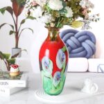 KAMMAK Colored Glass Vase, Beautiful Hand Blown Decorative Vase, Modern Art Vase for Flower Mantle Dining Table Centerpiece, Entryway Living Room Wedding Decoration (JG2049)