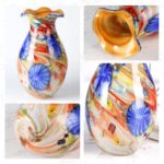KAMMAK Colored Glass Vase, Beautiful Hand Blown Decorative Vase, Modern Art Vase for Flower Mantle Dining Table Centerpiece, Entryway Living Room Wedding Decoration, 8HPFH02062 KAMMAK 8HPFH02062 glass vase styled on dining table image 5