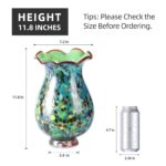 KAMMAK Colored Glass Vase, Beautiful Hand Blown Decorative Vase, Modern Art Vase for Flower Mantle Dining Table Centerpiece, Entryway Living Room Wedding Decoration, 8HPFH02064 KAMMAK 8HPFH02064 glass vase shape and proportion detail image 3