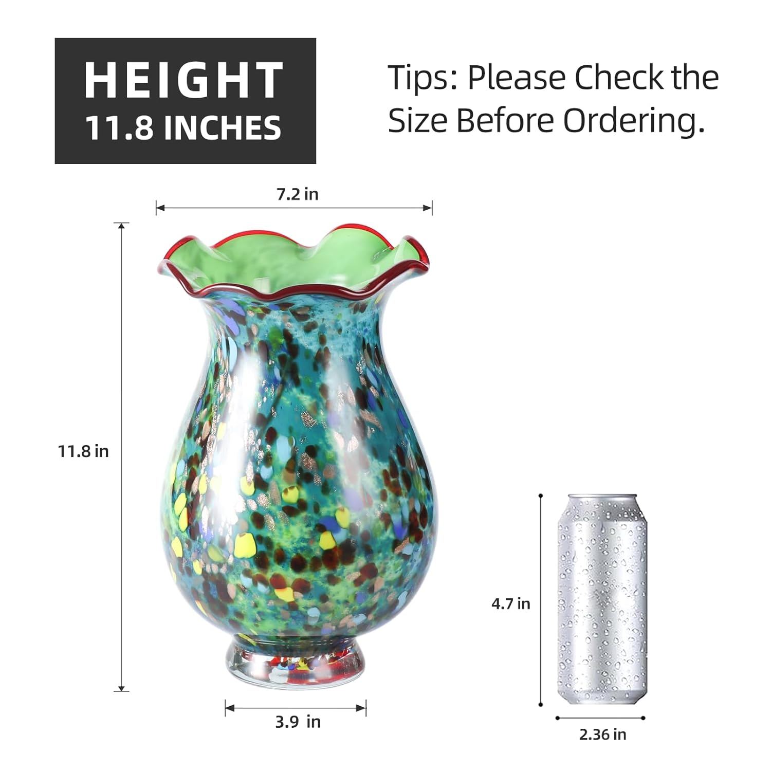 KAMMAK 8HPFH02064 glass vase front view in product description