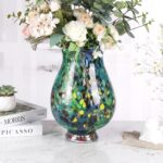 KAMMAK Colored Glass Vase, Beautiful Hand Blown Decorative Vase, Modern Art Vase for Flower Mantle Dining Table Centerpiece, Entryway Living Room Wedding Decoration, 8HPFH02064 KAMMAK 8HPFH02064 glass vase side angle view showing silhouette