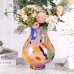 KAMMAK Colored Glass Vase, Beautiful Hand Blown Decorative Vase, Modern Art Vase for Flower Mantle Dining Table Centerpiece, Entryway Living Room Wedding Decoration, 8HPFH02066 KAMMAK 8HPFH02066 glass vase side angle view showing silhouette