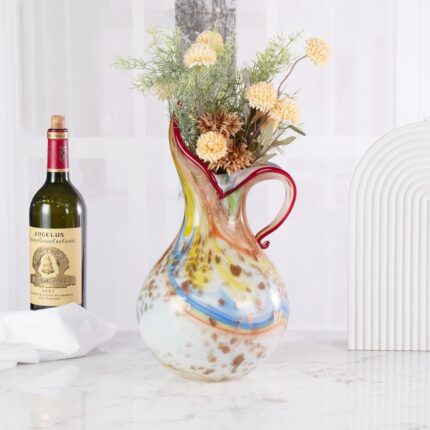 KAMMAK Colored Glass Vase, Beautiful Hand Blown Decorative Vase, Modern Art Vase for Flower Mantle Dining Table Centerpiece, Entryway Living Room Wedding Decoration, 8HPFH02067