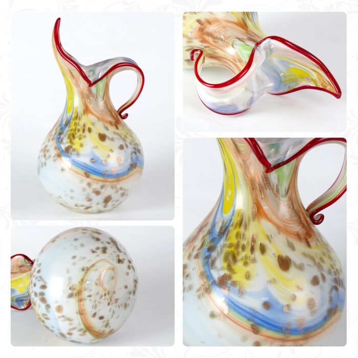 KAMMAK Colored Glass Vase, Beautiful Hand Blown Decorative Vase, Modern Art Vase for Flower Mantle Dining Table Centerpiece, Entryway Living Room Wedding Decoration, 8HPFH02067 KAMMAK 8HPFH02067 glass vase styled on dining table image 5