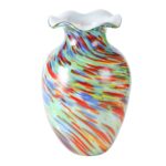 KAMMAK Colored Glass Vase, Beautiful Hand Blown Decorative Vase, Modern Art Vase for Flower Mantle Dining Table Centerpiece, Entryway Living Room Wedding Decoration, 8HPFH02068 KAMMAK 8HPFH02068 glass vase front view for product display