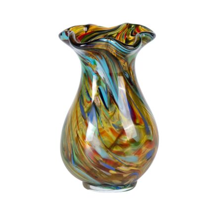 KAMMAK Colored Glass Vase, Beautiful Hand Blown Decorative Vase, Modern Art Vase for Flower Mantle Dining Table Centerpiece, Entryway Living Room Wedding Decoration, FH02092