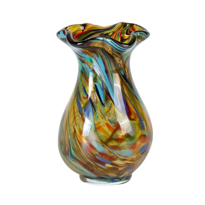 KAMMAK Colored Glass Vase, Beautiful Hand Blown Decorative Vase, Modern Art Vase for Flower Mantle Dining Table Centerpiece, Entryway Living Room Wedding Decoration, FH02092 KAMMAK 8HPFH02092 glass vase front view for product display